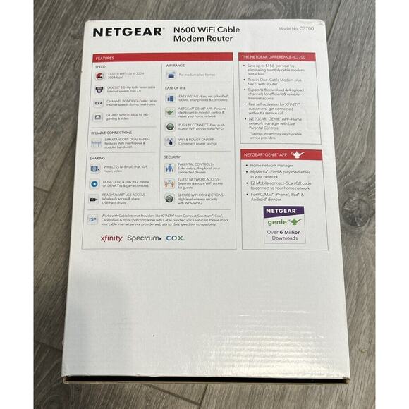 Netgear N600 WiFi‎ Cable Modem Router C3700 - Picture 2 of 6